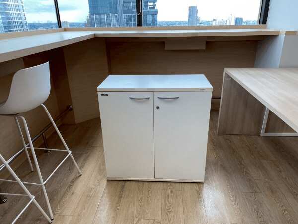 2-door document cabinet, wooden frame, gray, Modernform brand