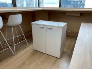2-door document cabinet, wooden frame, gray, Modernform brand
