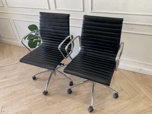 Office chair, Bristol leather seat, brushed aluminum arm-leg frame._1SL7WPFN9M