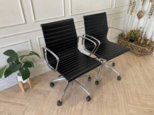 Office chair, Bristol leather seat, brushed aluminum arm-leg frame._1SL7WPFN9M