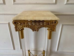 Marble top table with resin legs