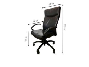 Office chair, leather upholstery, steel legs, high back, black, Moflex