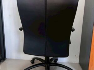 Office chair, leather upholstery, steel legs, high back, black, Moflex