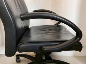 Office chair, leather upholstery, steel legs, high back, black, Moflex