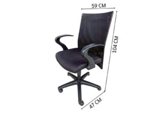 Logica brand office chair with black mesh fabric seat and armrests._21A85Q3MZZ