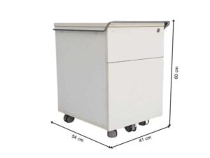 Moflex brand mobile cabinet with 2 drawers, white, with wheels.