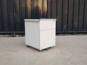 Moflex brand mobile cabinet with 2 drawers, white, with wheels.