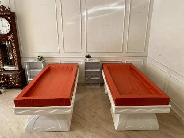 Sauna bed, leather cushion, orange