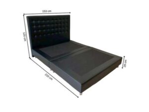 5-foot leather bed frame with button tufting, black color. Includes a 5-foot HLS DAISY mattress, 9 inches thick.