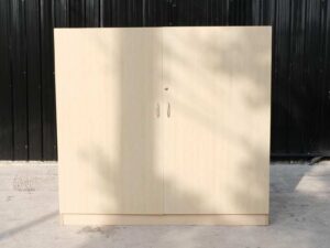 Multi-purpose wooden cabinet, large size, 2 doors, opening, cream color, wood pattern._2F9A2WPAEH