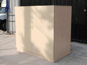 Multi-purpose wooden cabinet, large size, 2 doors, opening, cream color, wood pattern._2F9A2WPAEH