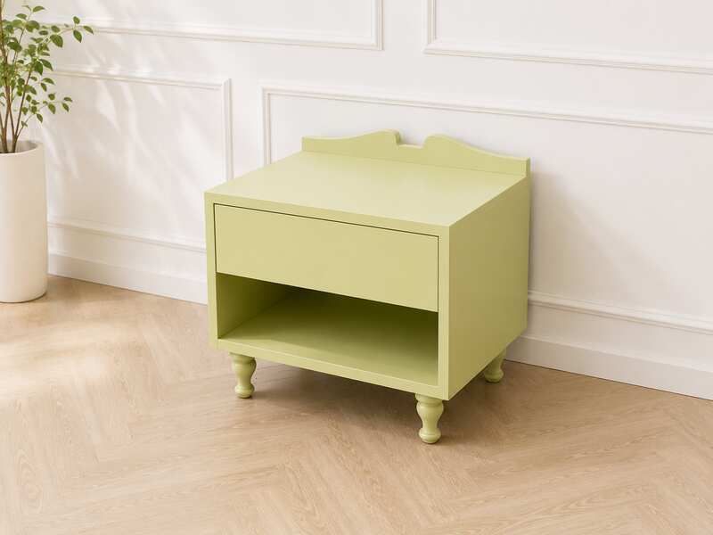 Louis style bedside cabinet, cream-yellow color, 1 drawer bedside cabinet_2HV2X8Z0HN