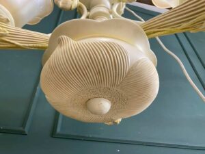 Chandelier, glass pendant lamp, lotus petal design, cream color