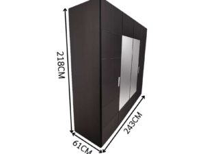 Folding wardrobe with mirror, dark brown color, ZEN model, SB brand.