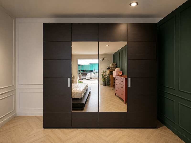 Folding wardrobe with mirror, dark brown color, ZEN model, SB brand.