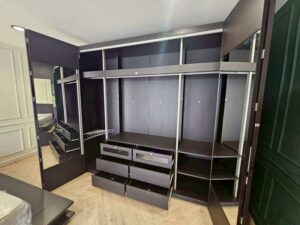 Folding wardrobe with mirror, dark brown color, ZEN model, SB brand.