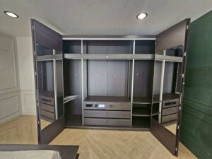 Folding wardrobe with mirror, dark brown color, ZEN model, SB brand.