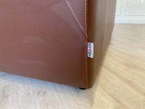 2-seat sofa, genuine leather cushion, brown surface, KONCEPT brand