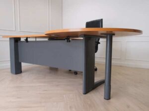 Executive desk set, 3 pieces connected together, L corner, wood top, Rockworth steel legs._3B7Z634J5B