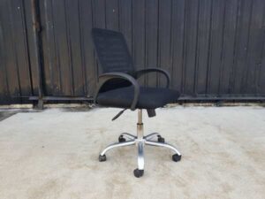 Office chair, mesh backrest, fabric cushion, black