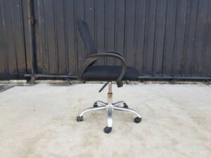 Office chair, mesh backrest, fabric cushion, black
