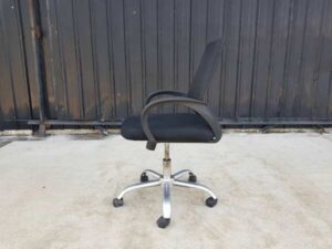 Office chair, mesh backrest, fabric cushion, black