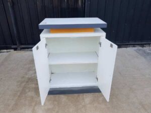 White 2-door wooden counter table