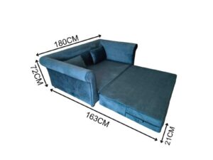Velvet Sofa Bed with Adjustable Backrest (Brand New)