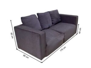 3-Seater Sofa with Fabric Cushions, Gray