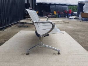 3-seat row chair, steel frame, silver color