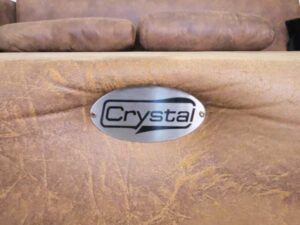 King size bed, brown leather pattern fabric, Crystal brand + mattress, sleep-peelS brand_476F4BLHTI