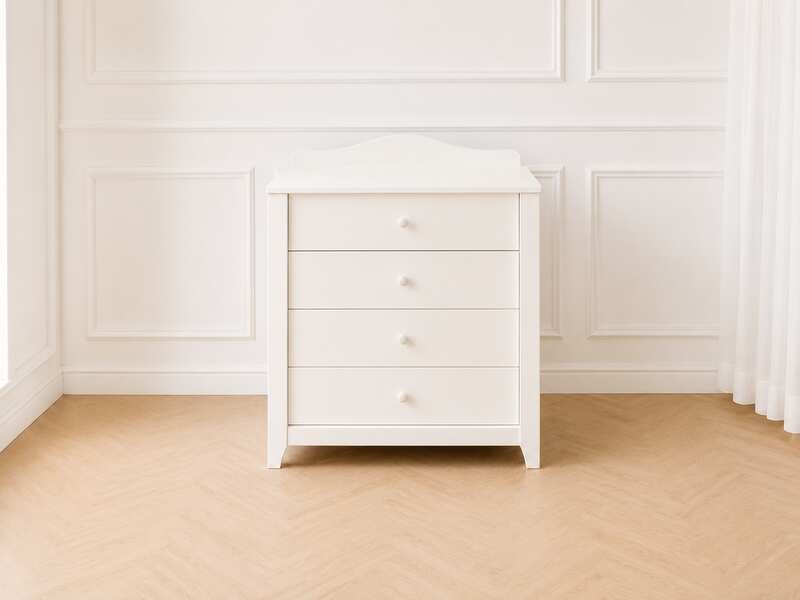 Storage cabinet with 4 drawers, wooden frame, white_48R1W67MBO