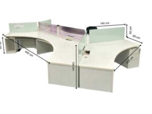 Group workstations + power strip with partitions