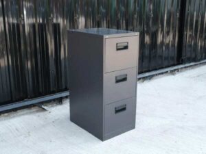 Steel filing cabinet, 3 drawers, gray, UB-Haworth brand._4EVEA8U383