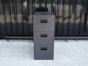 Steel filing cabinet, 3 drawers, gray, UB-Haworth brand._4EVEA8U383