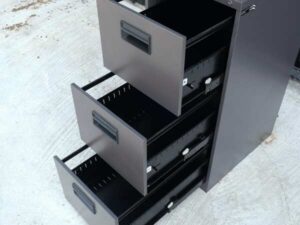 Steel filing cabinet, 3 drawers, gray, UB-Haworth brand._4EVEA8U383
