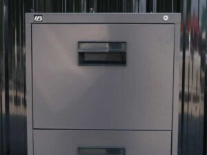 Steel filing cabinet, 3 drawers, gray, UB-Haworth brand._4EVEA8U383