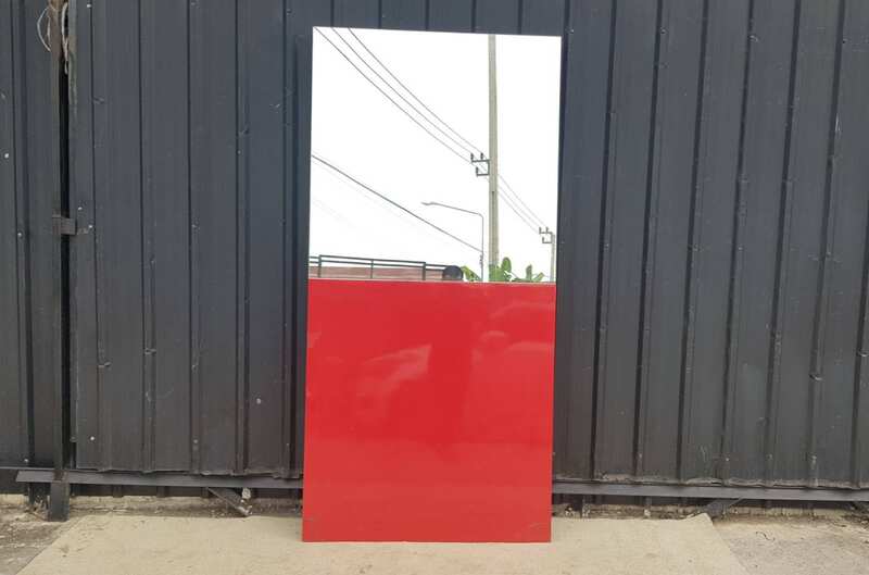 Wooden door with mirrored glass top
