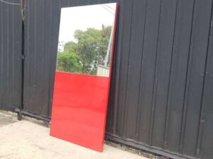 Wooden door with mirrored glass top