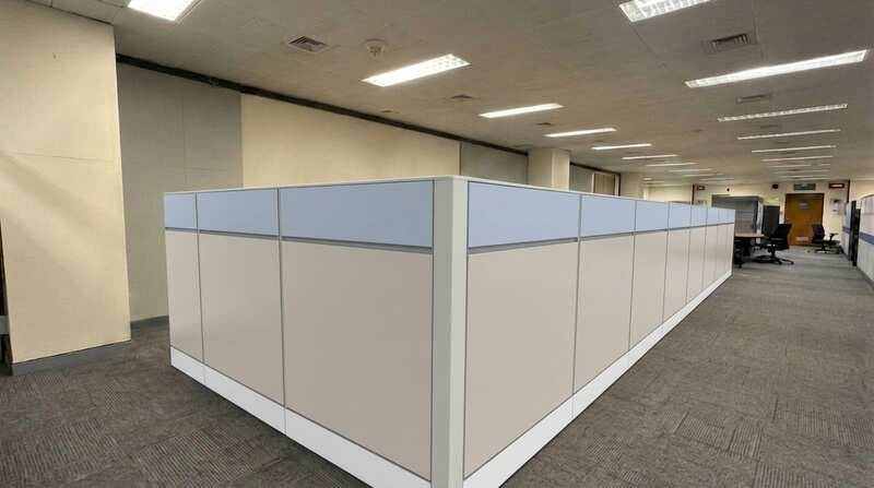 Single-layer partition, solid cream-colored panel.