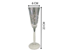 Fruit-shaped champagne glass with a vine pattern around the rim, from the Source Perrier Collection, Nesting model.