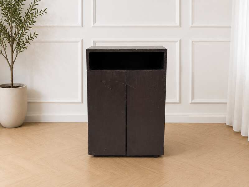 2-door wooden cabinet, dark brown_4O376FFPRX