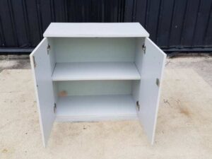 Two-door filing cabinet with gray MDF frame