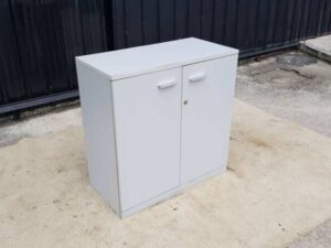 Two-door filing cabinet with gray MDF frame