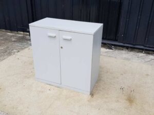 Two-door filing cabinet with gray MDF frame