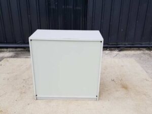 Two-door filing cabinet with gray MDF frame