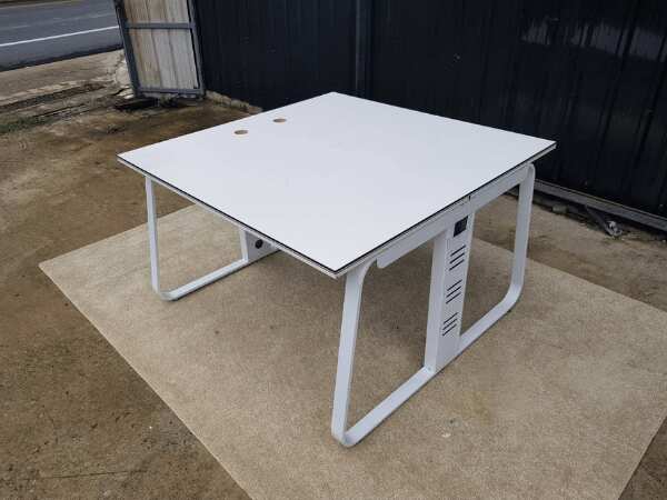 Work desk, conference table, 2-8 seats, steel legs, white, 120-480 cm