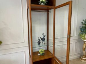 Teak display cabinet with 1 glass door and 1 wooden door