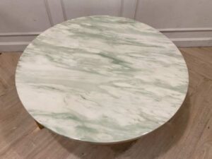 Round table with steel legs and white marble top