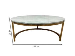 Round table with steel legs and white marble top
